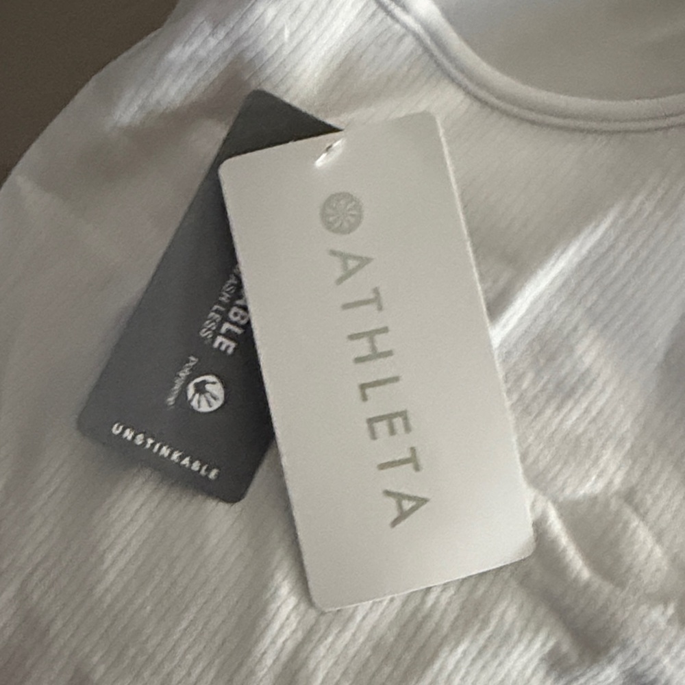 Athleta White Ribbed Racerback Tank - Picture 4 of 7